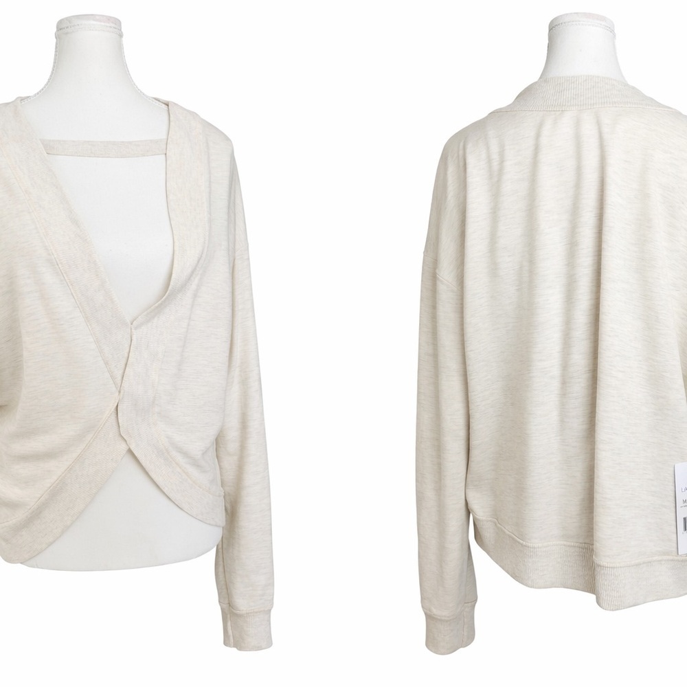 Dex Plus Oatmeal Heather Wrap Front Cardigan | XL ( US 14-16) - Picture 2 of 5